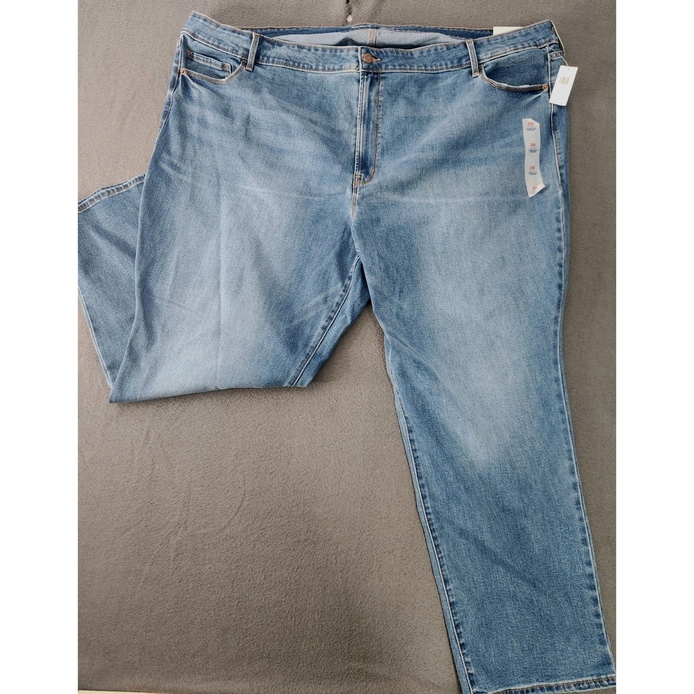 Old Navy Women's Plus Sz 30 Denim Power Slim Straight Mid-Rise Jeans NWT